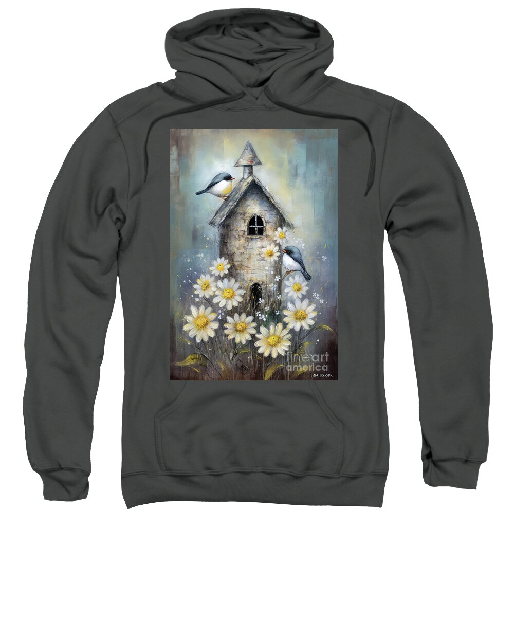 Birds Sweatshirt featuring the painting Little Birdies At Home by Tina LeCour