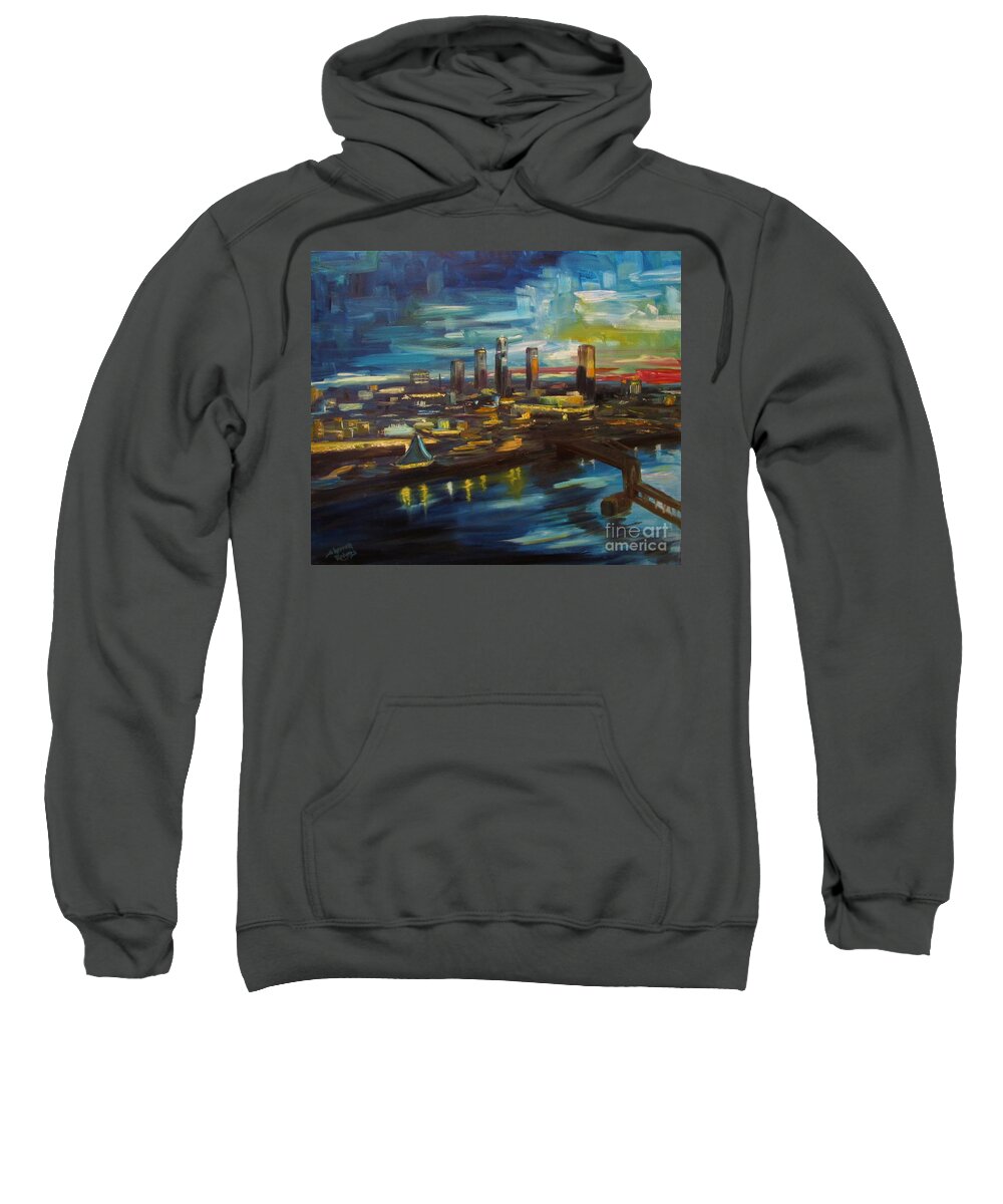 Oil Painting Sweatshirt featuring the painting Little Rock Twilight by Sherrell Rodgers