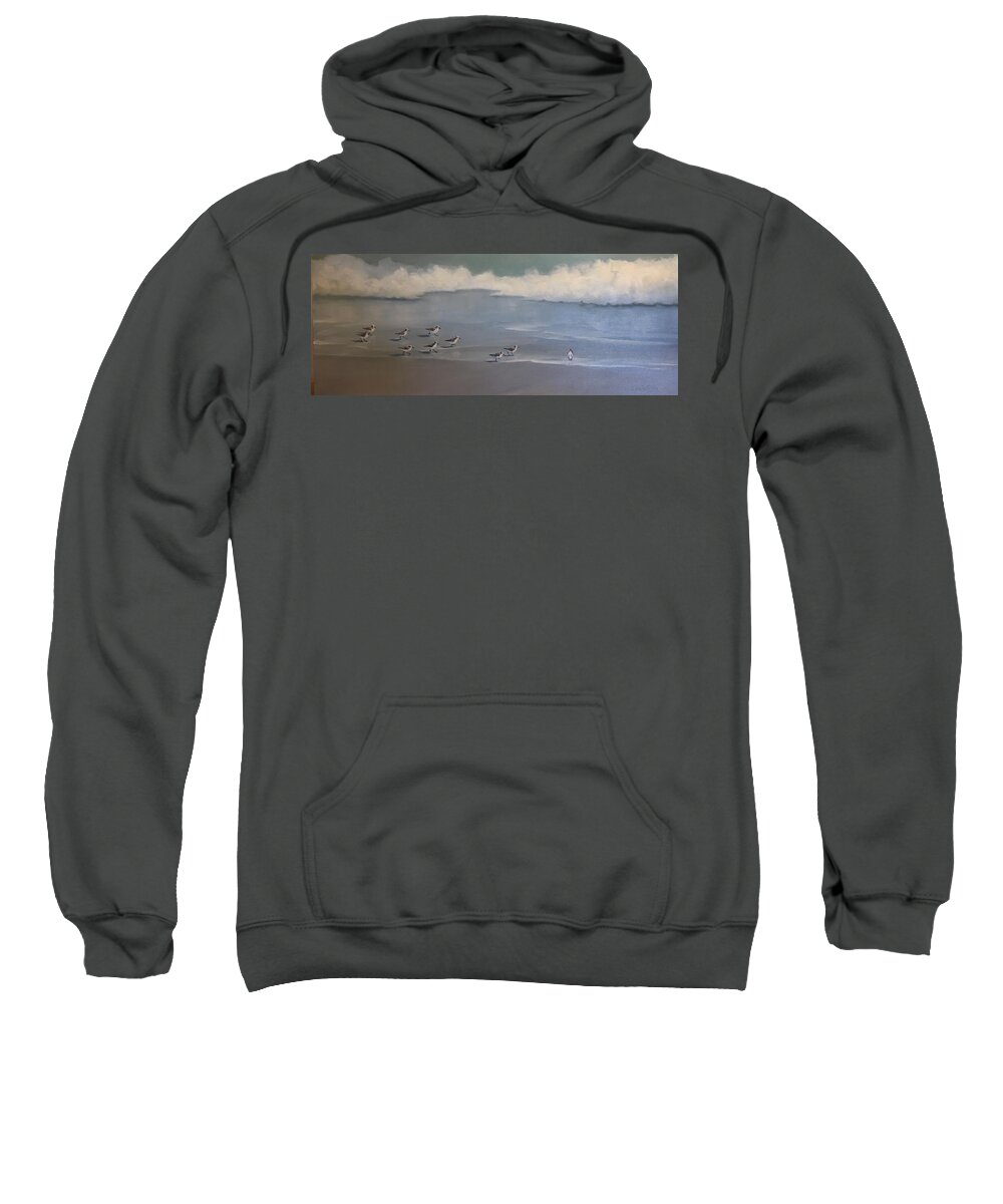 Sandpipers Sweatshirt featuring the painting Little Sandpipers by Judy Rixom