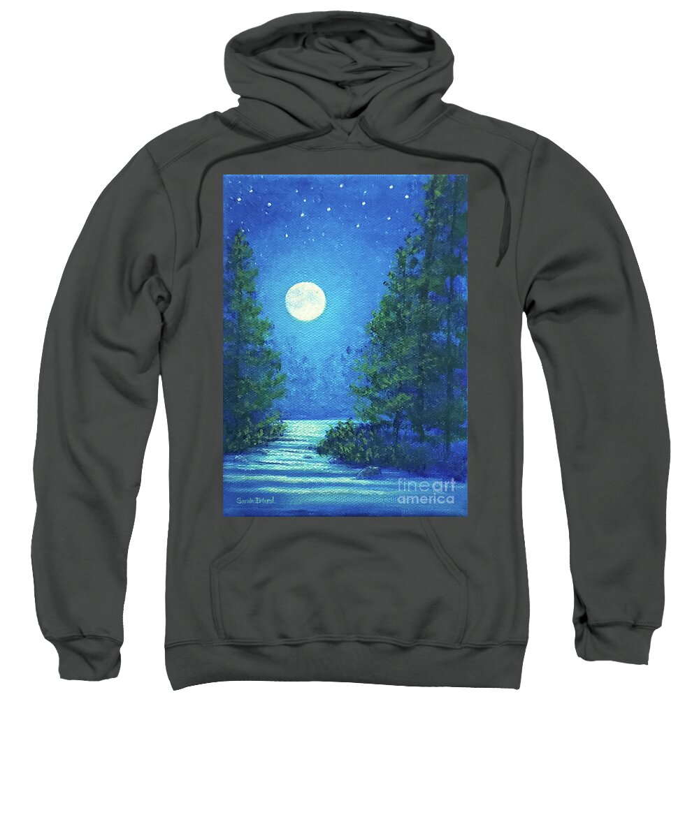 Lonesome Sweatshirt featuring the painting Lonesome Moon by Sarah Irland