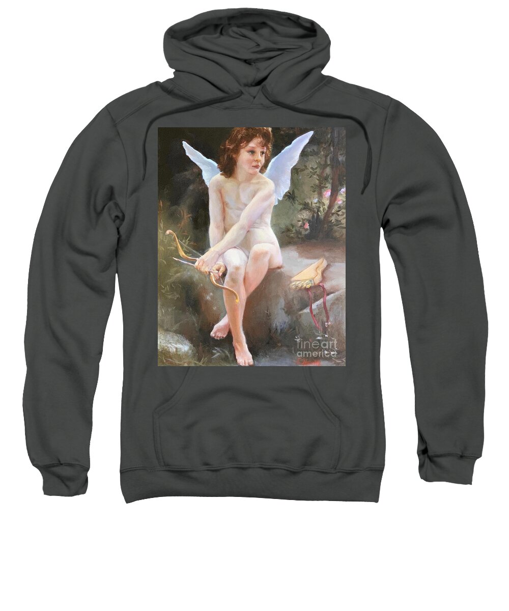 Cupid Sweatshirt featuring the painting looking for Love by Lori Ippolito