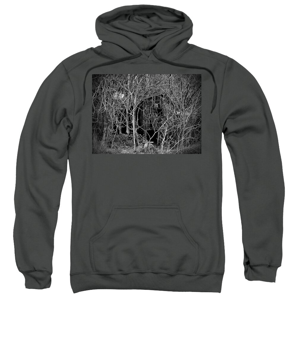  Sweatshirt featuring the digital art Lost In The Trees B/W by Fred Loring