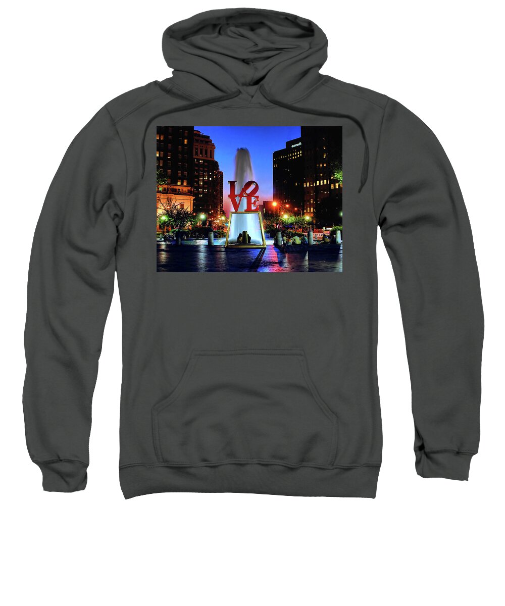 America Sweatshirt featuring the photograph LOVE at Night by Nick Zelinsky Jr