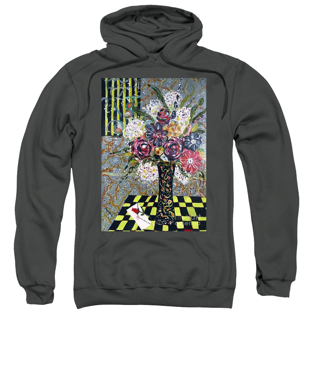 Floral Sweatshirt featuring the painting Love Letter by Jacqui Hawk