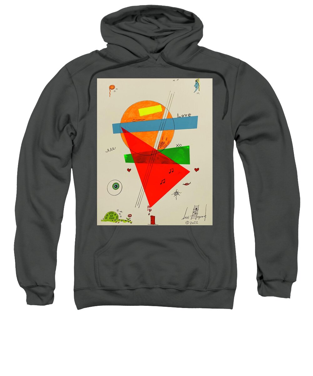  Sweatshirt featuring the mixed media Love xo Green Under Red 111414 by Lew Hagood