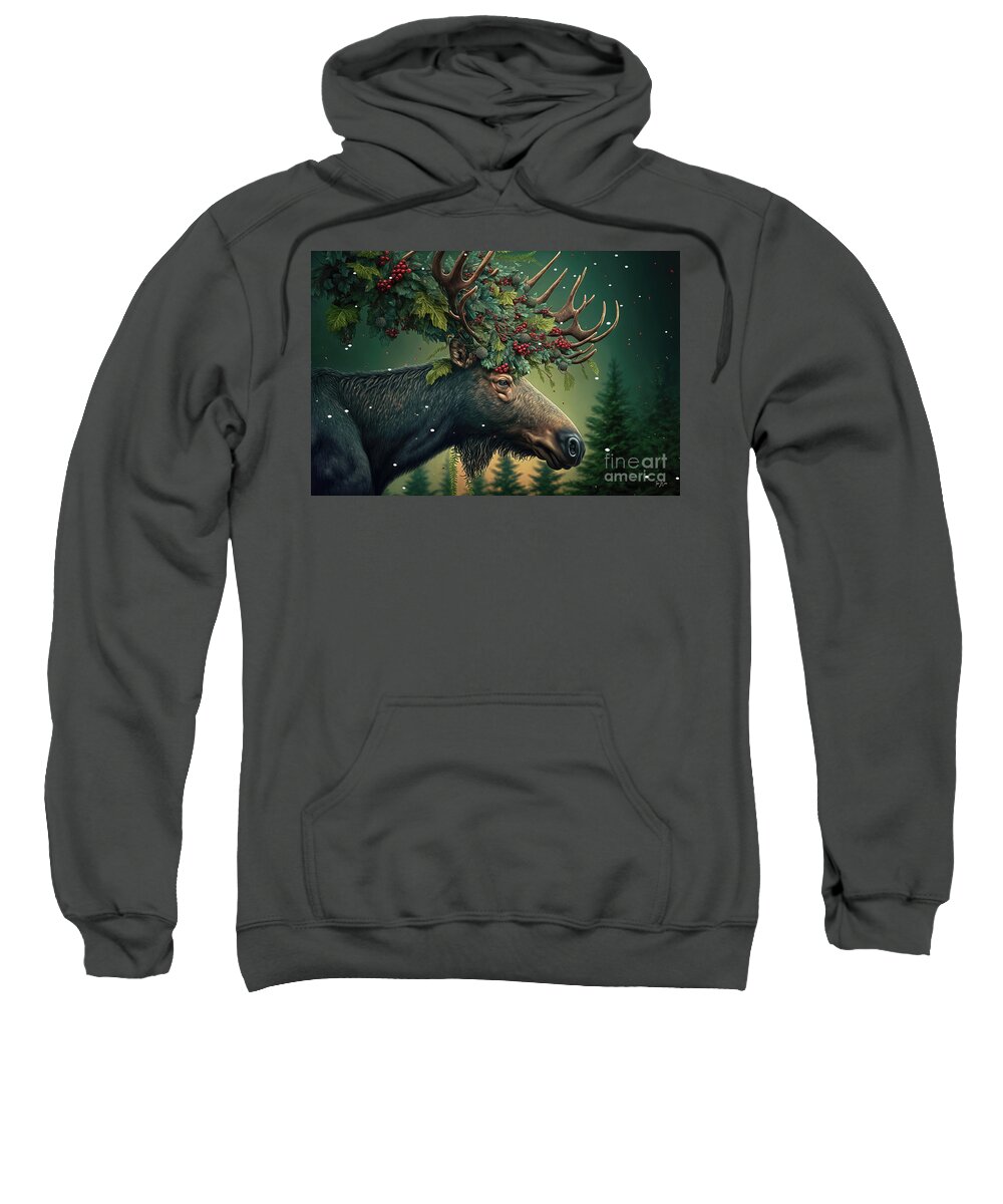 Moose Sweatshirt featuring the painting Magnificent Moose by Tina LeCour