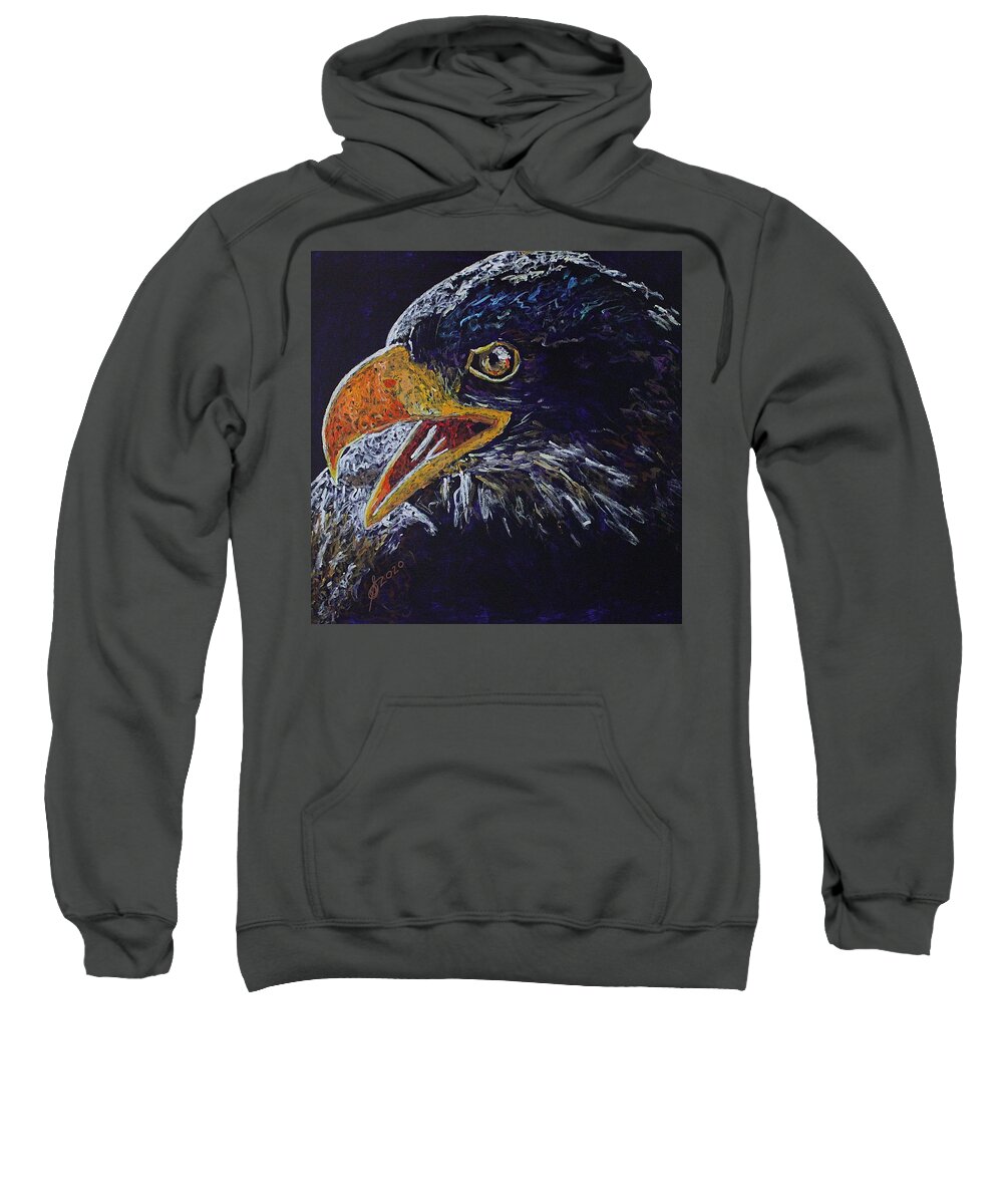 Eagle Sweatshirt featuring the painting Make America Free Again original painting by Sol Luckman