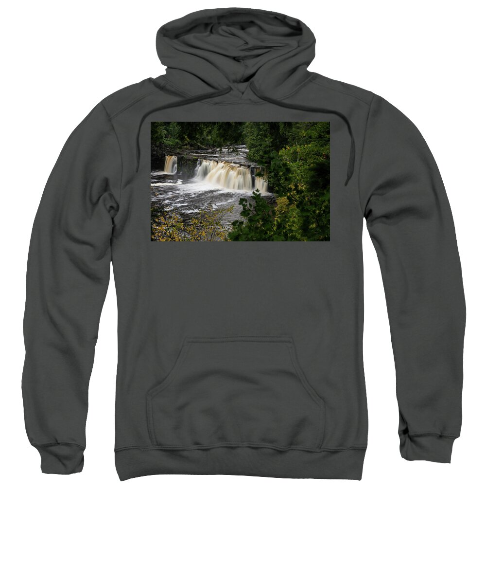 Fall Sweatshirt featuring the photograph Manabezho Falls by Linda Shannon Morgan