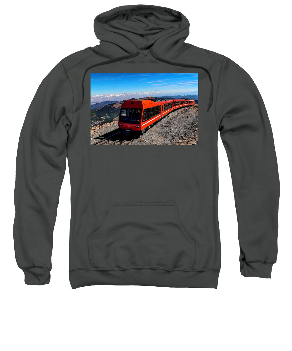 Manitou Springs Sweatshirt featuring the photograph Manitou Pikes Peak Cog Railway by Dale R Carlson