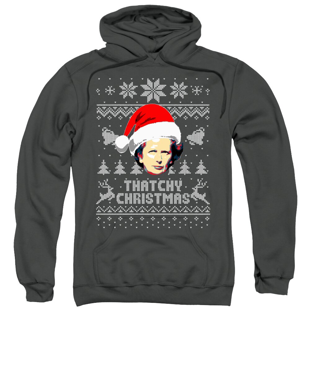 Santa Sweatshirt featuring the digital art Margaret Thatcher Thatchy Christmas by Megan Miller