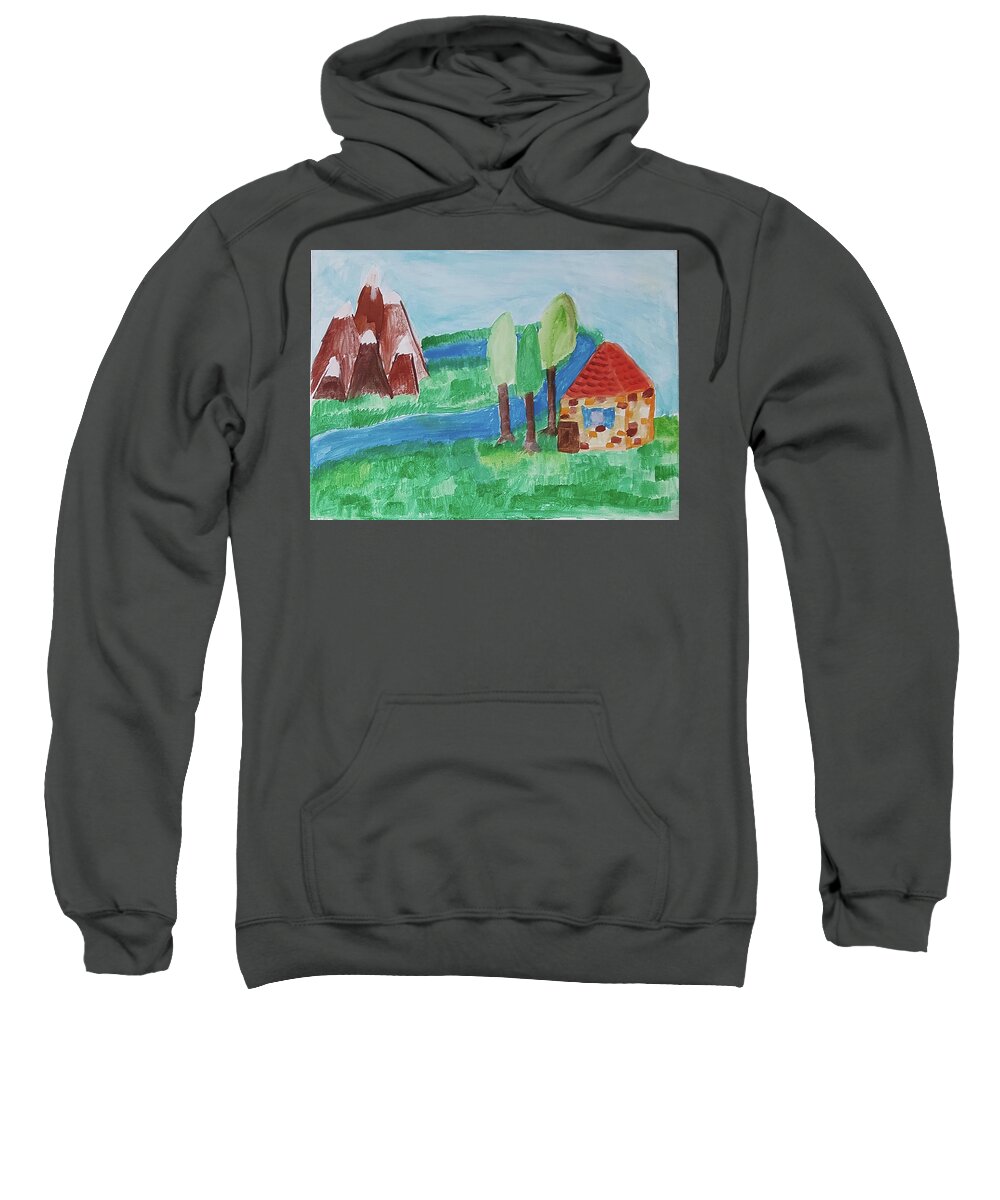 Landscape Sweatshirt featuring the drawing Maumtain vew by Dr Loifer Vladimir