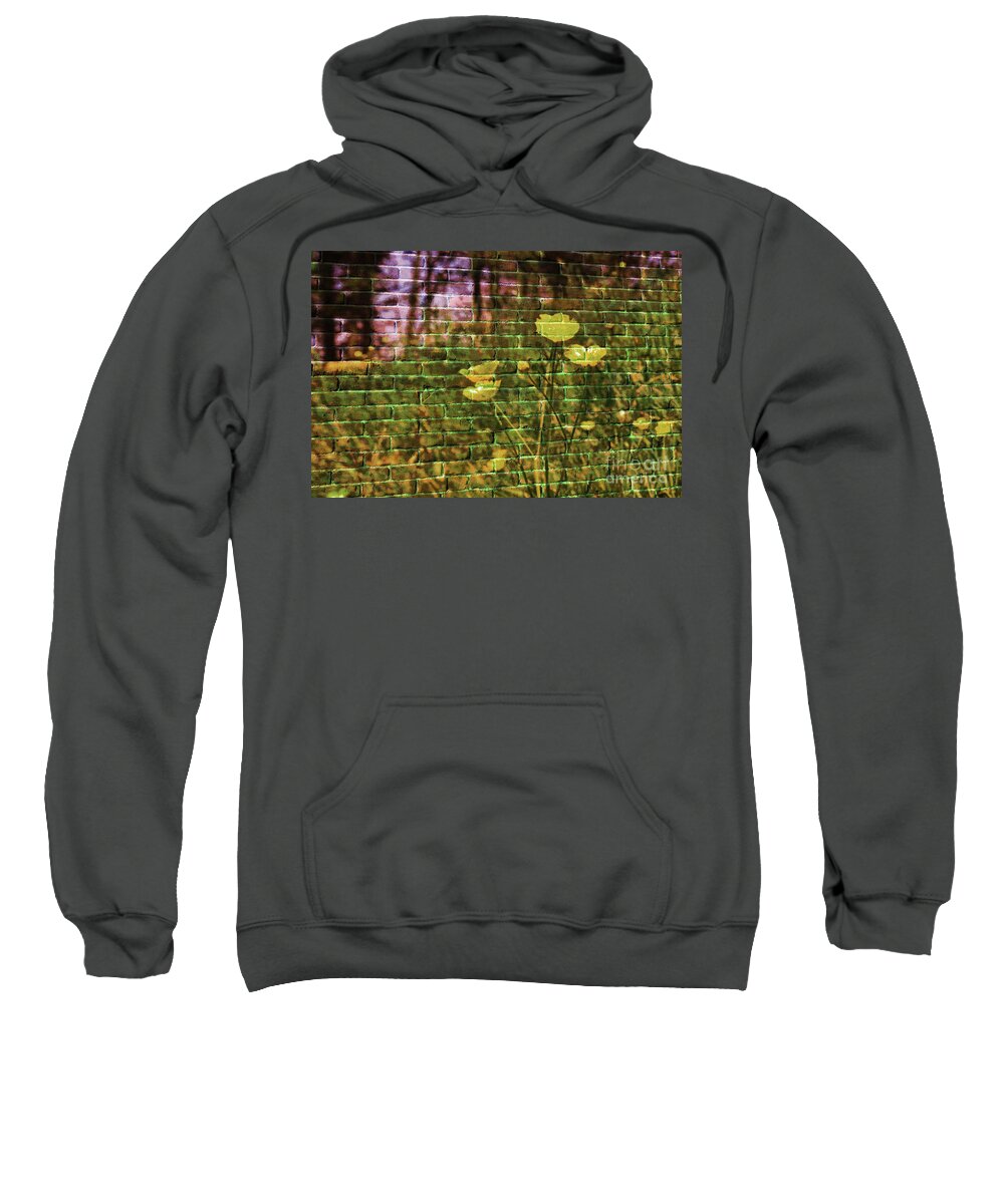Affinity Photo Sweatshirt featuring the photograph Meadow flowers on brick wall by Pics By Tony
