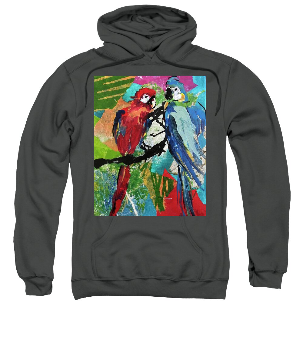 Parrots Sweatshirt featuring the painting Mexico Macaws by Elaine Elliott