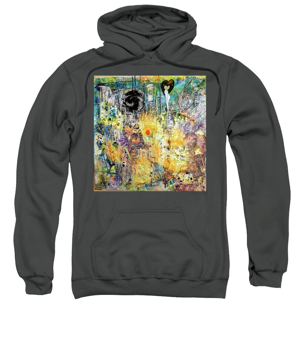 Collage Sweatshirt featuring the painting Middle Earth Mardi Gras by Karen Lillard