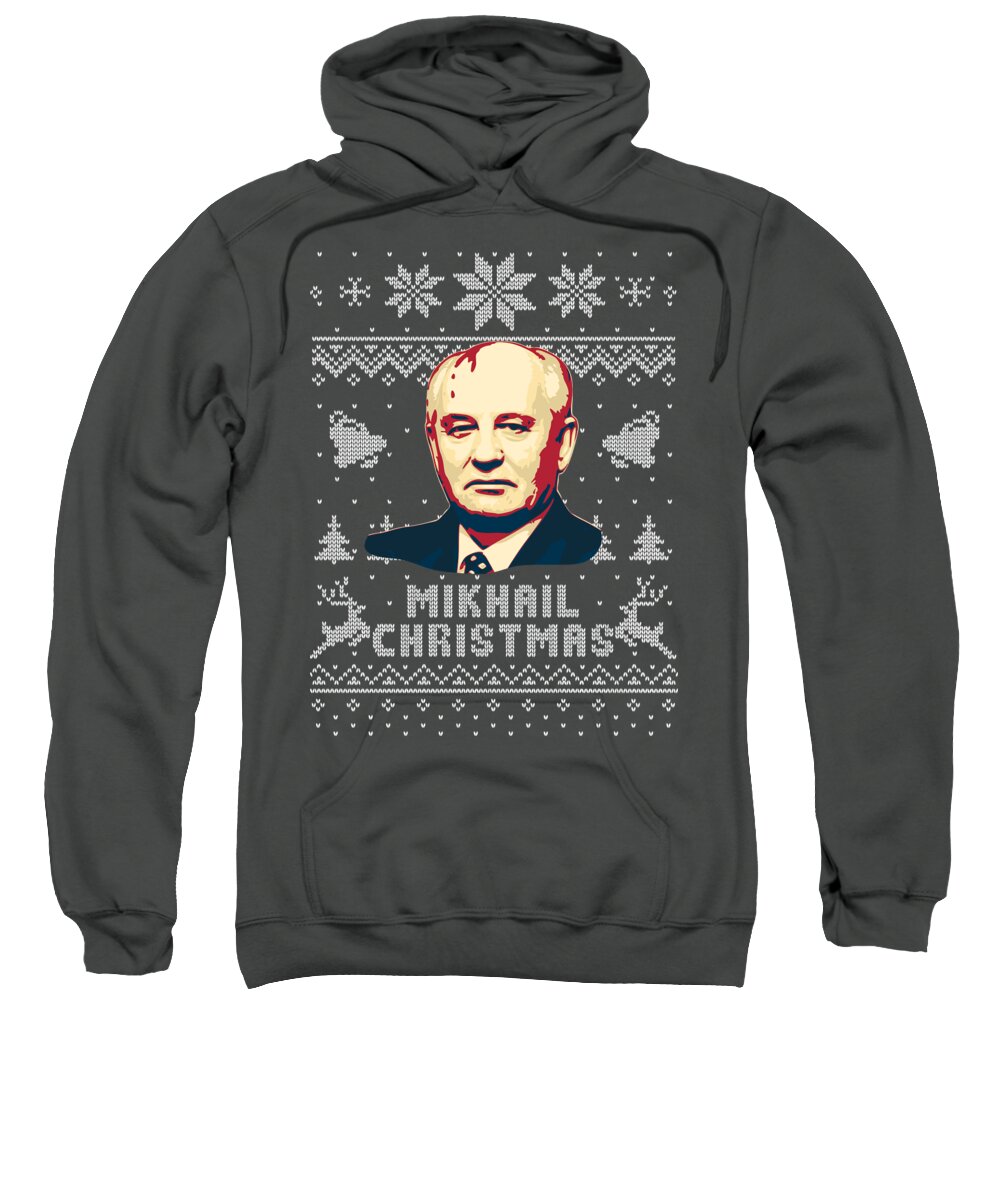 Russia Sweatshirt featuring the digital art Mikhail Gorbachev Merry Christmas by Megan Miller