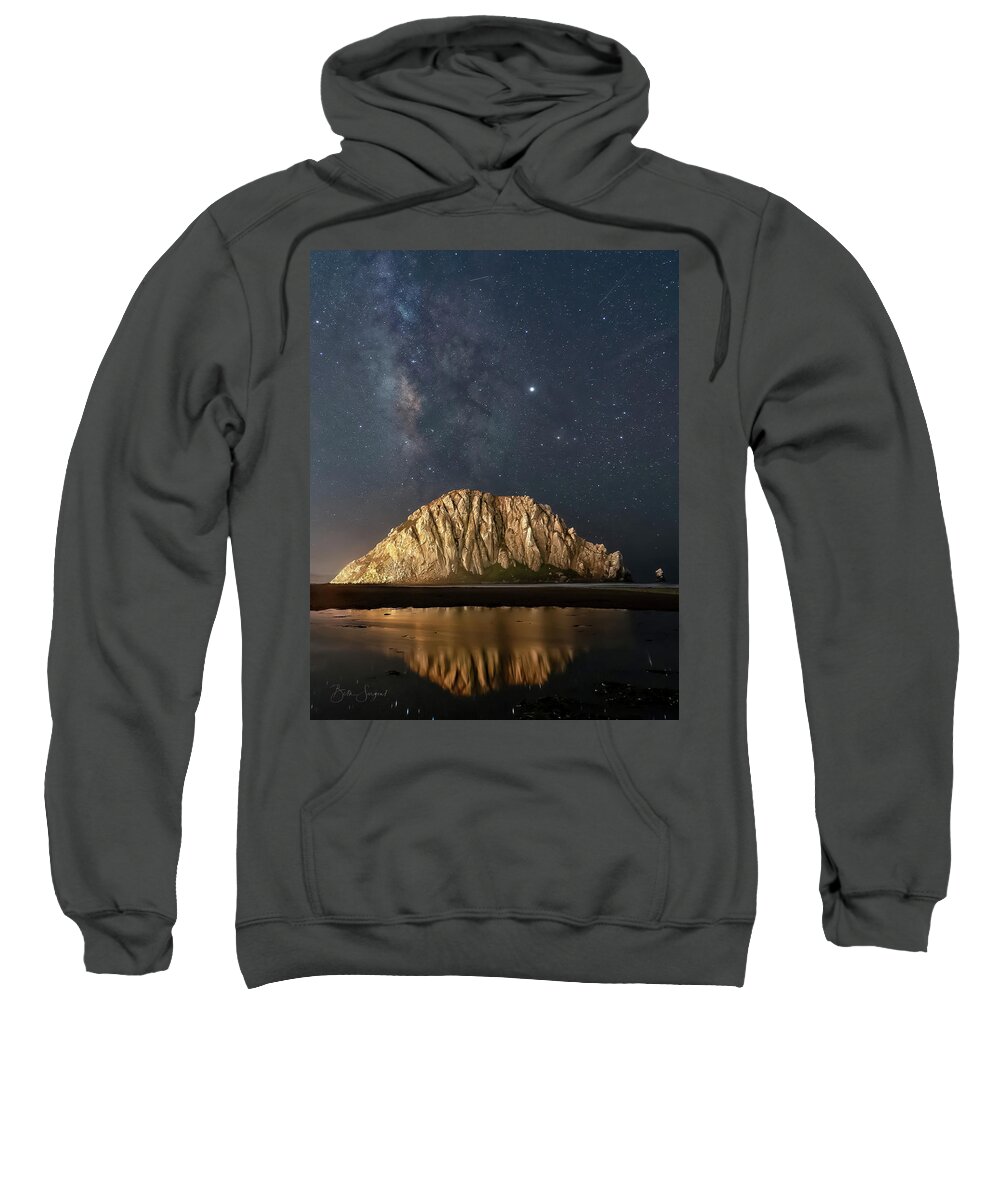 Morro Bay Sweatshirt featuring the photograph Milky Way Over The Rock by Beth Sargent