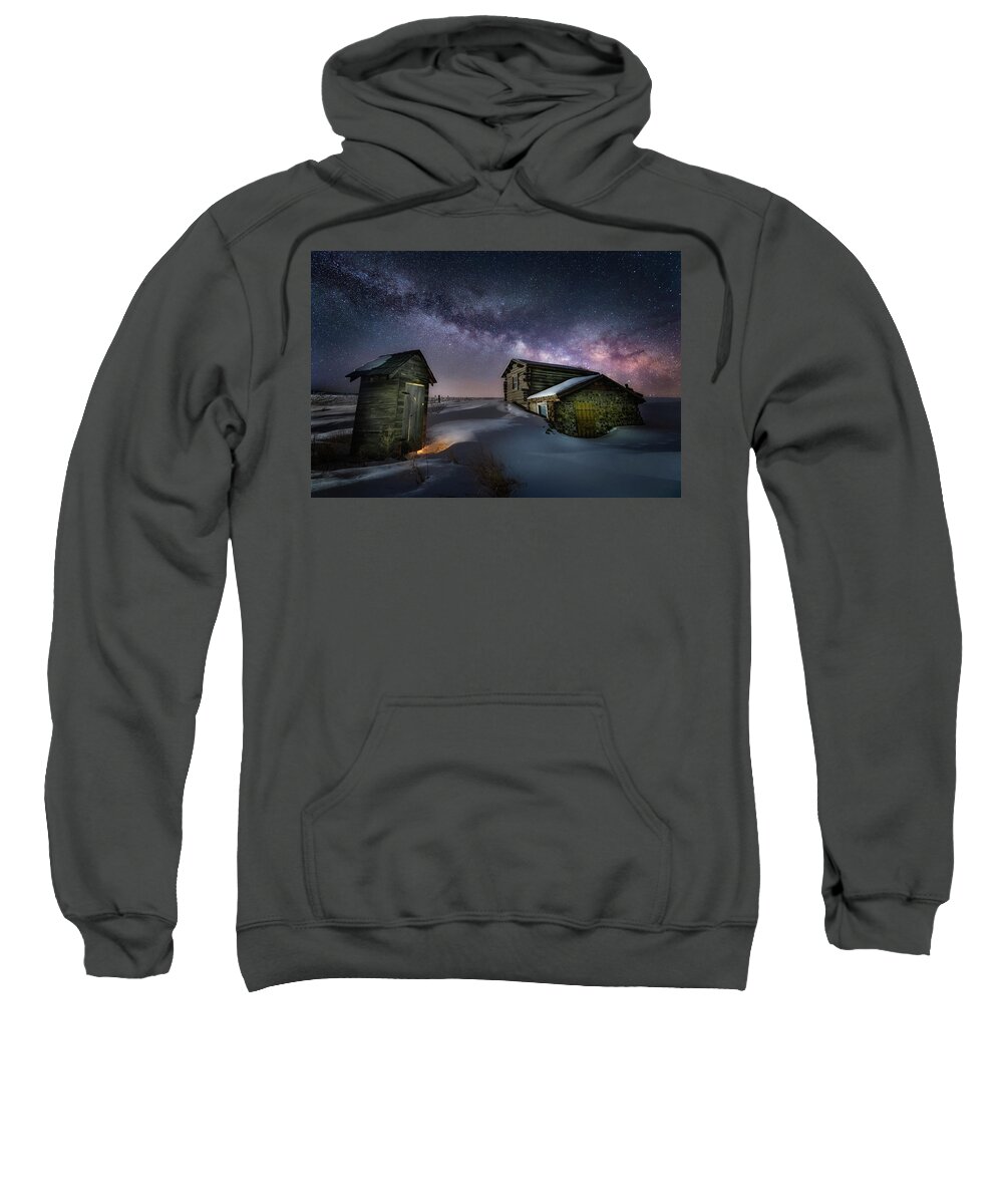 Milky Way Sweatshirt featuring the photograph Milky Way Rising over Ghost Town by Michael Ash