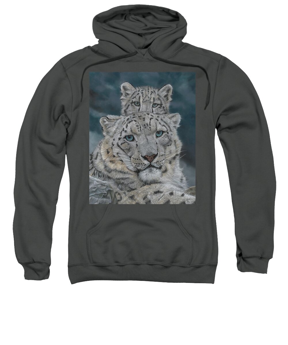Snow Leopards Sweatshirt featuring the painting Mini Me by Mark Ray