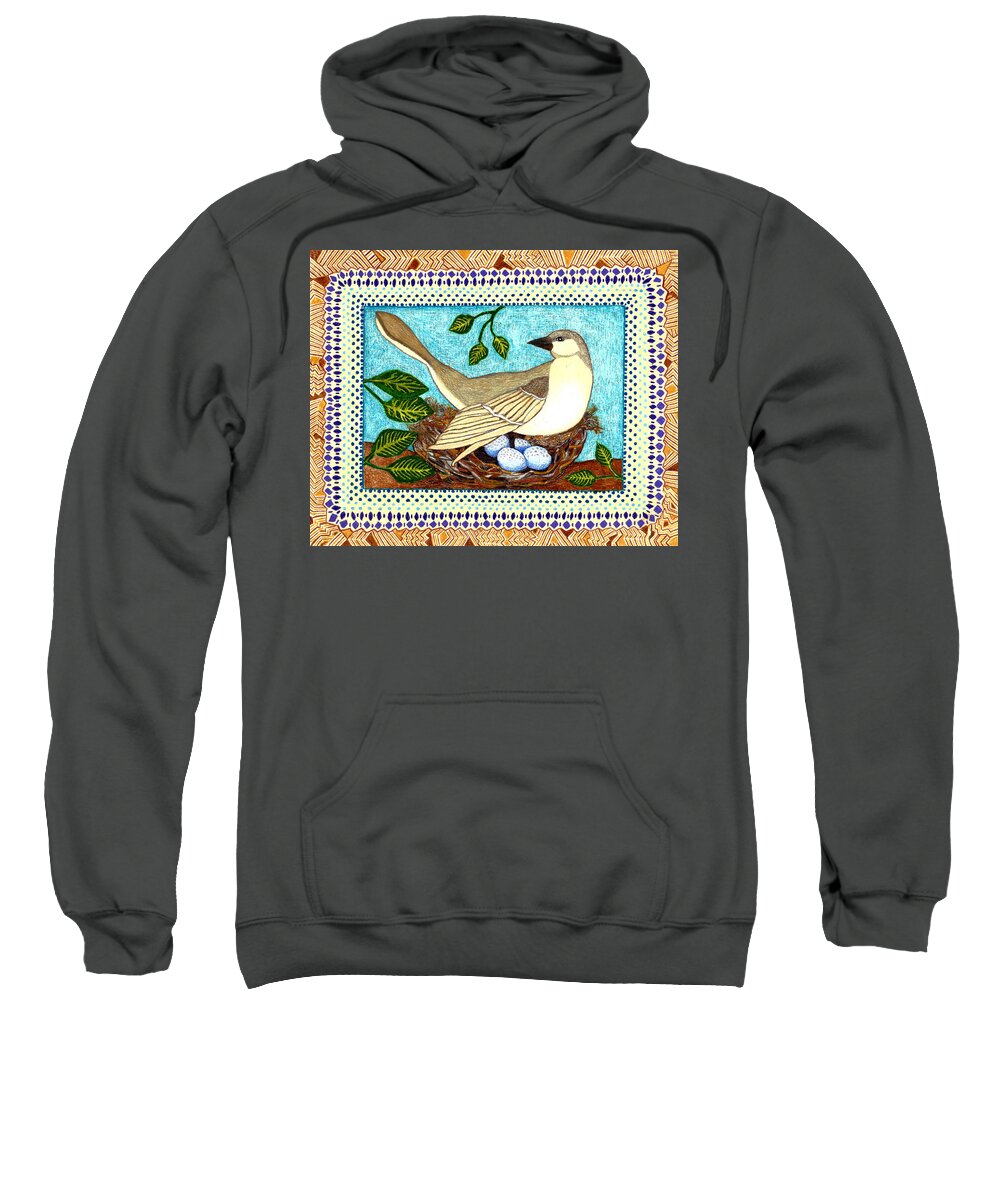 Mockingbird Sweatshirt featuring the drawing Mississippi Mockingbird by Lorena Cassady