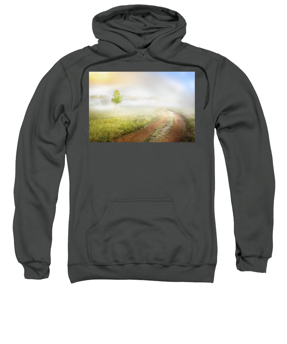 Tree Sweatshirt featuring the photograph Misty Sunrise On Country Roads by Jordan Hill