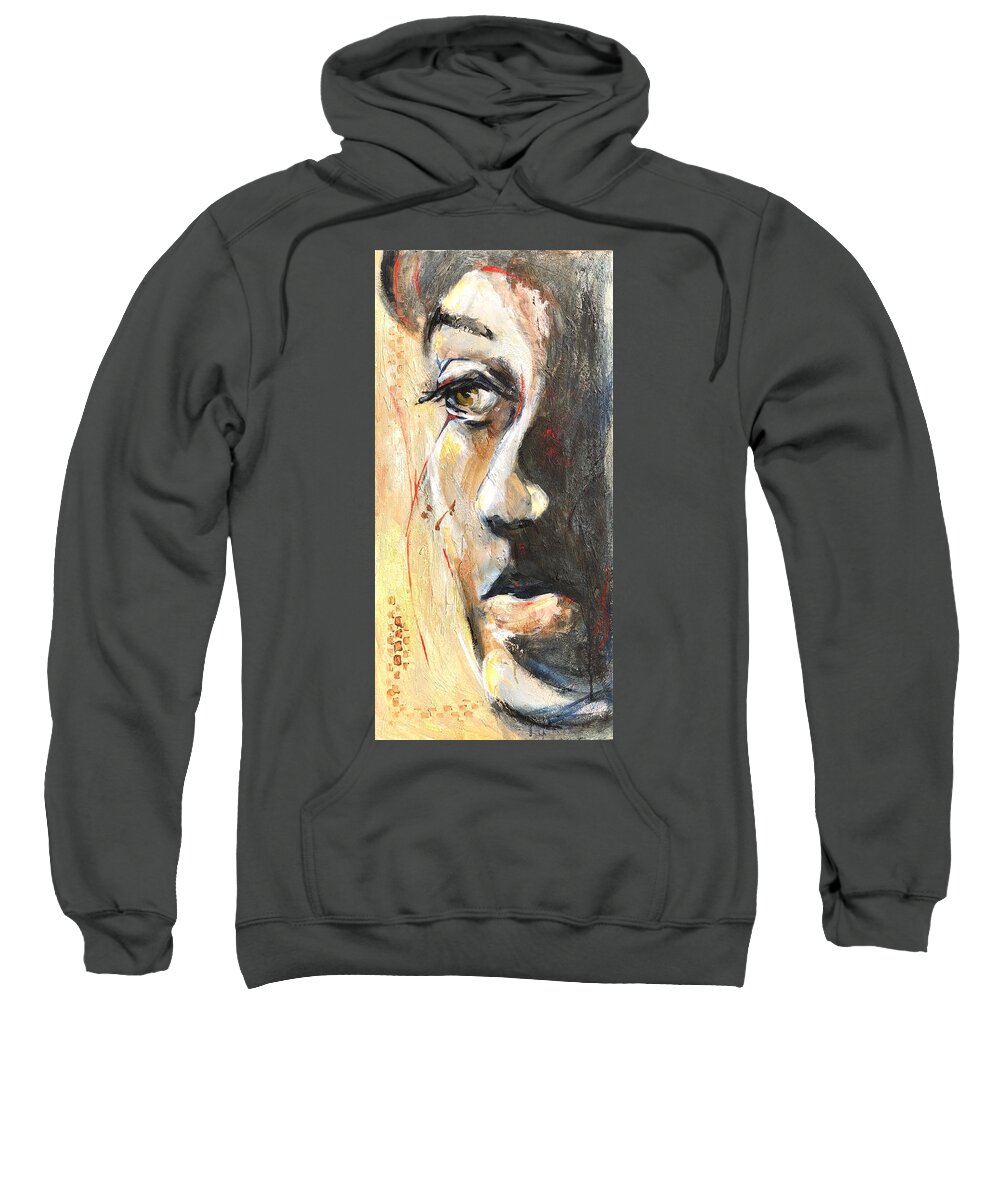 Faces Sweatshirt featuring the painting Mixed Emotions by Sharon Sieben