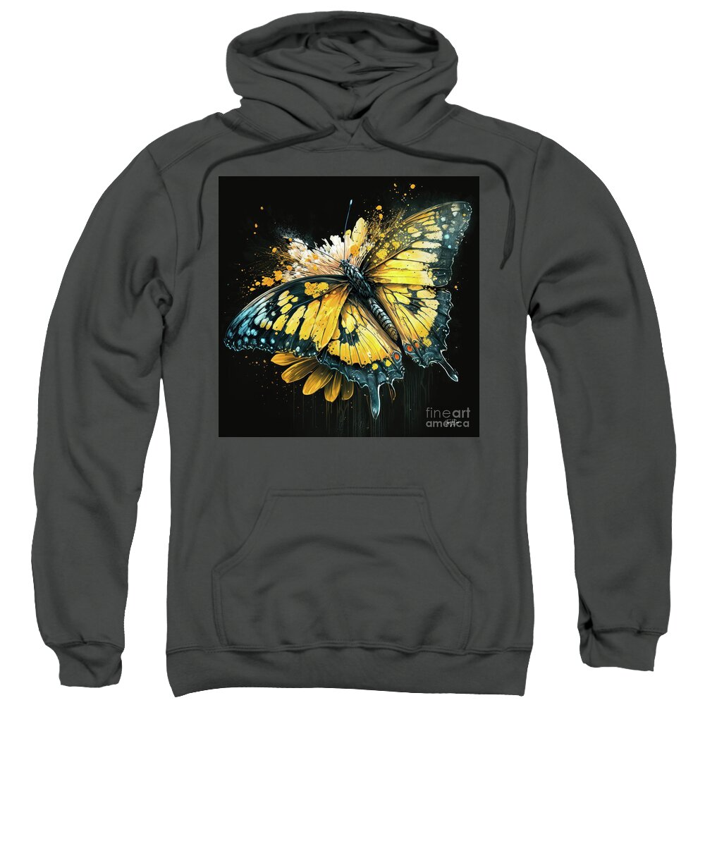 Monarch Butterfly Sweatshirt featuring the painting Monarch Daisy Explosion by Tina LeCour