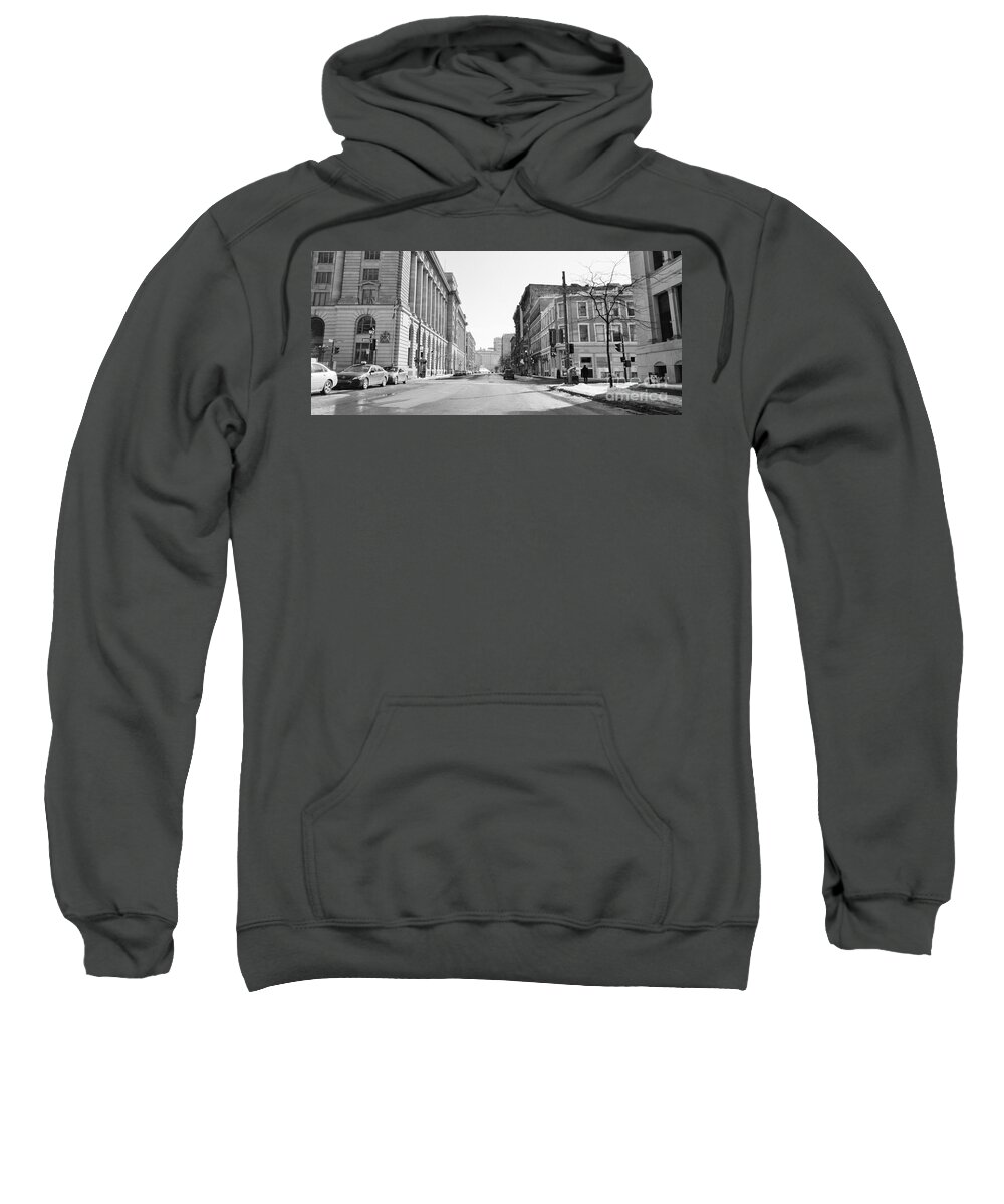 Black And White Photography Sweatshirt featuring the photograph Montreal Street Photo 11 by Reb Frost