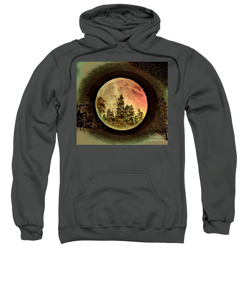 Moon Sweatshirt featuring the photograph Moon and Trees Fantasia by Sea Change Vibes