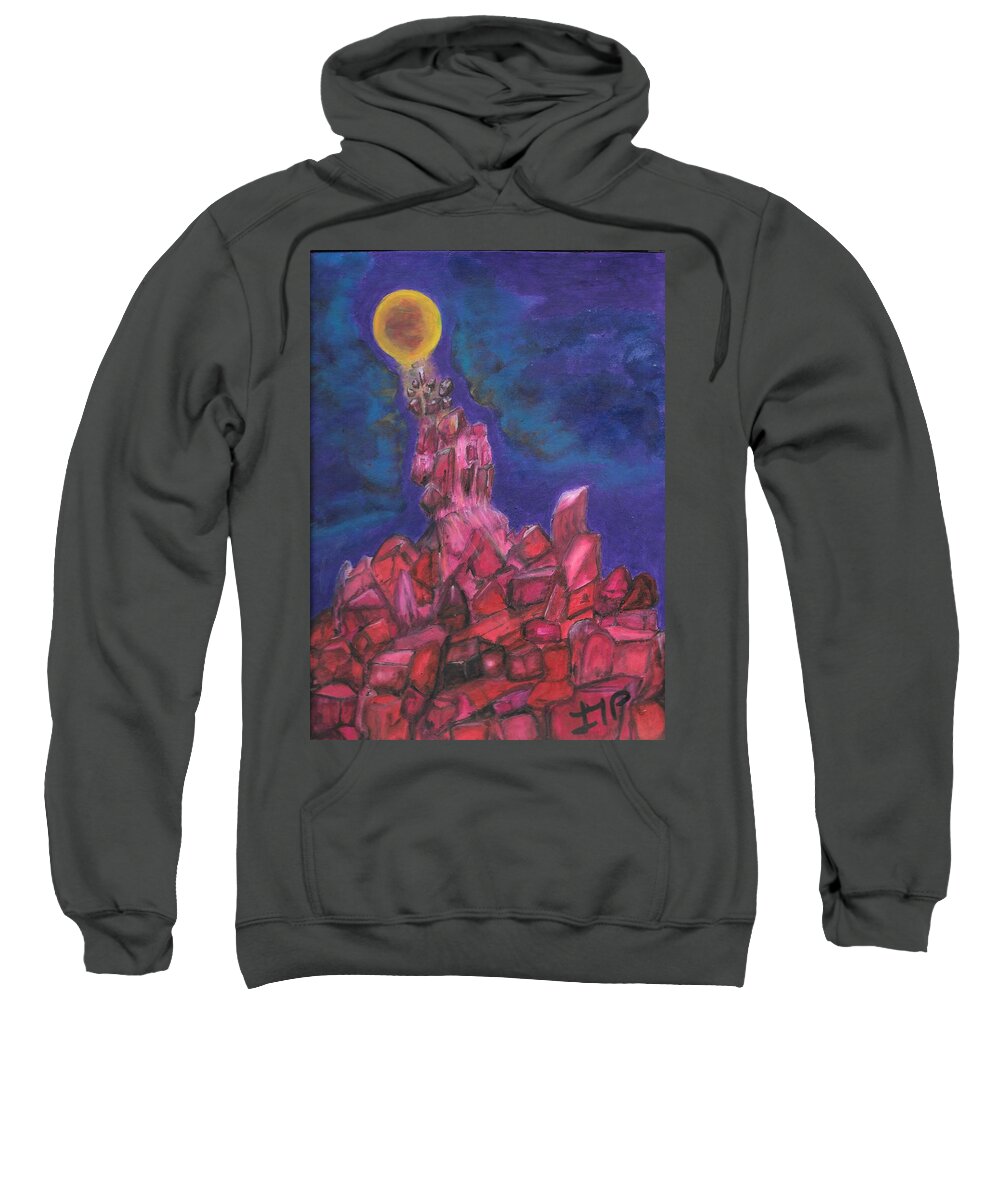 Moon Sweatshirt featuring the painting Moon Crystals by Esoteric Gardens KN