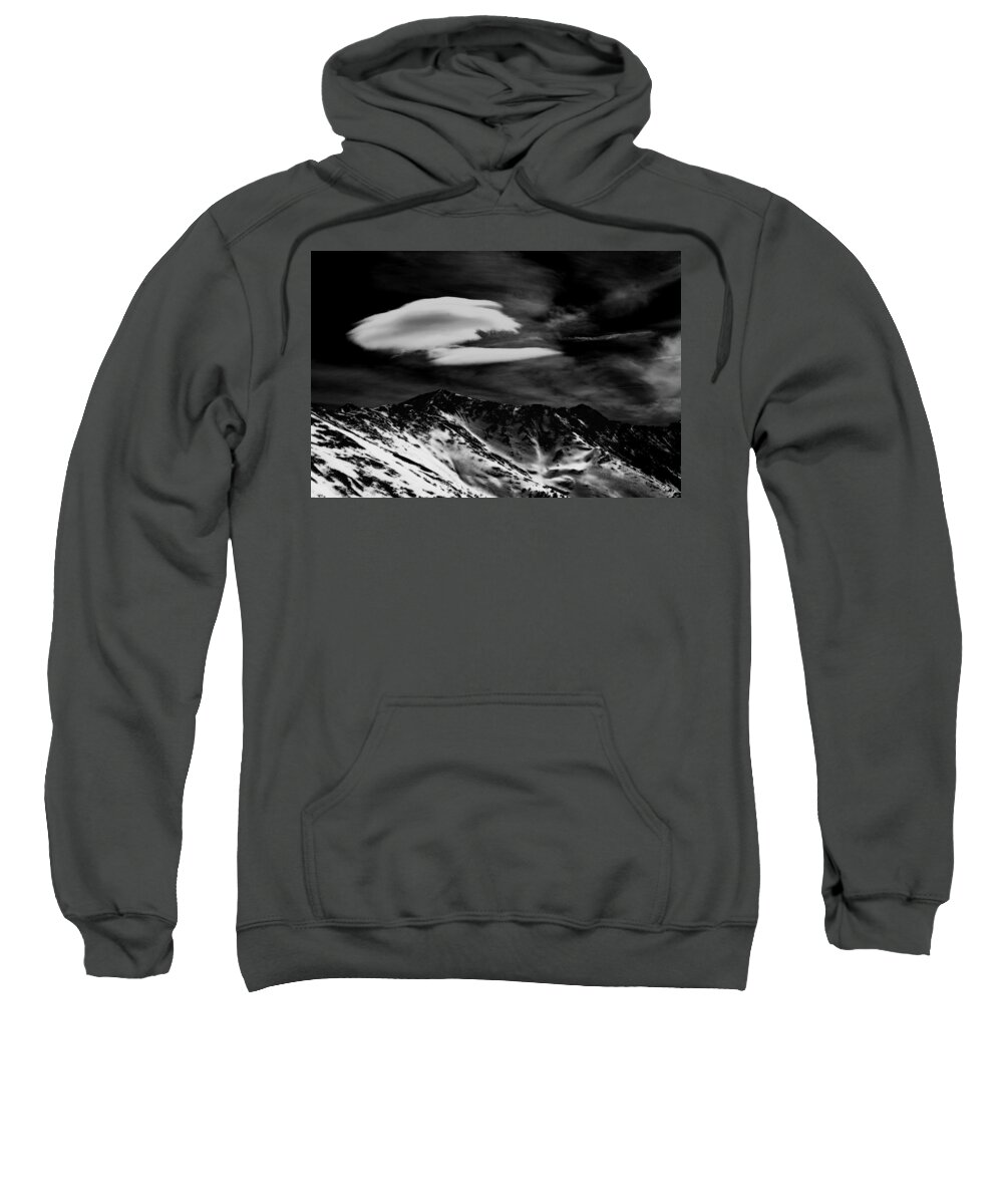 Wayne Sweatshirt featuring the photograph Moon over Loveland Monochrome by Wayne King