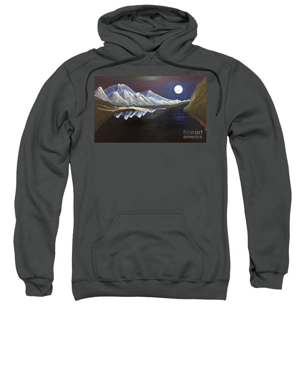 Oil Painting Sweatshirt featuring the painting Moonlight Bay by Thomas Janos