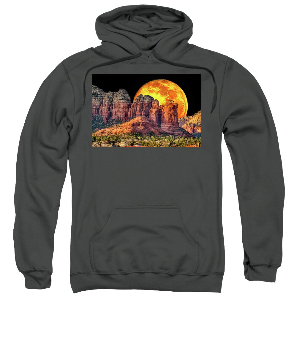 Coffee Pot Rock Sweatshirt featuring the photograph Moonrise at Coffee Pot Rock by Al Judge