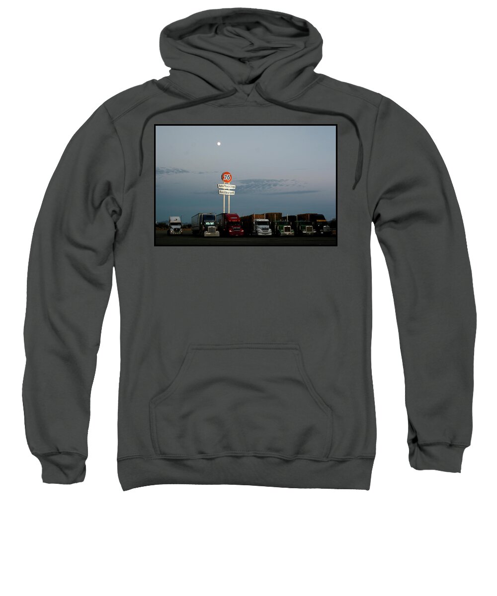 Landscape Sweatshirt featuring the photograph Moonrise in Arizona by WonderlustPictures By Tommaso Boddi