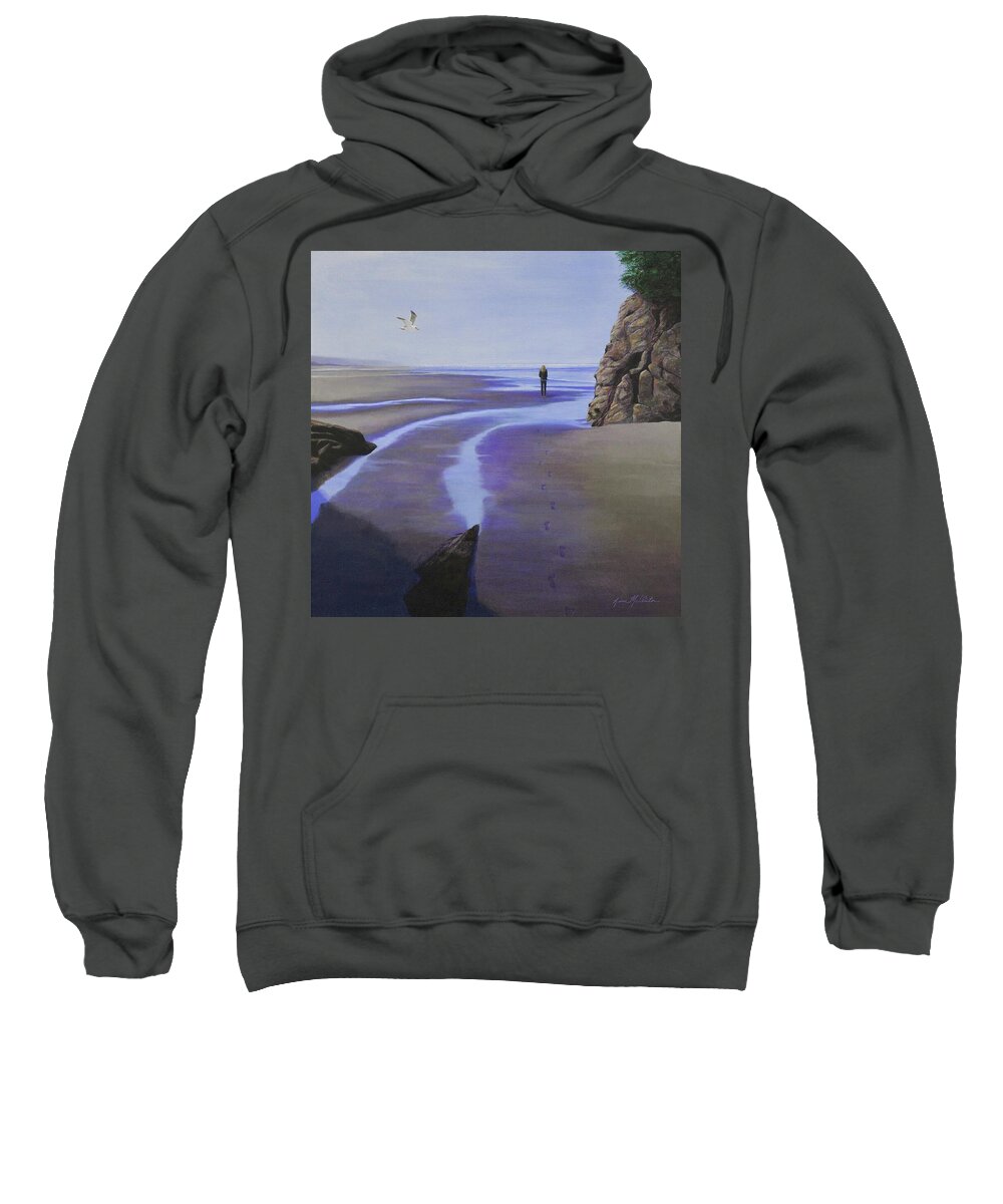 Kim Mcclinton Sweatshirt featuring the painting Low Tide on Moonstone Beach by Kim McClinton