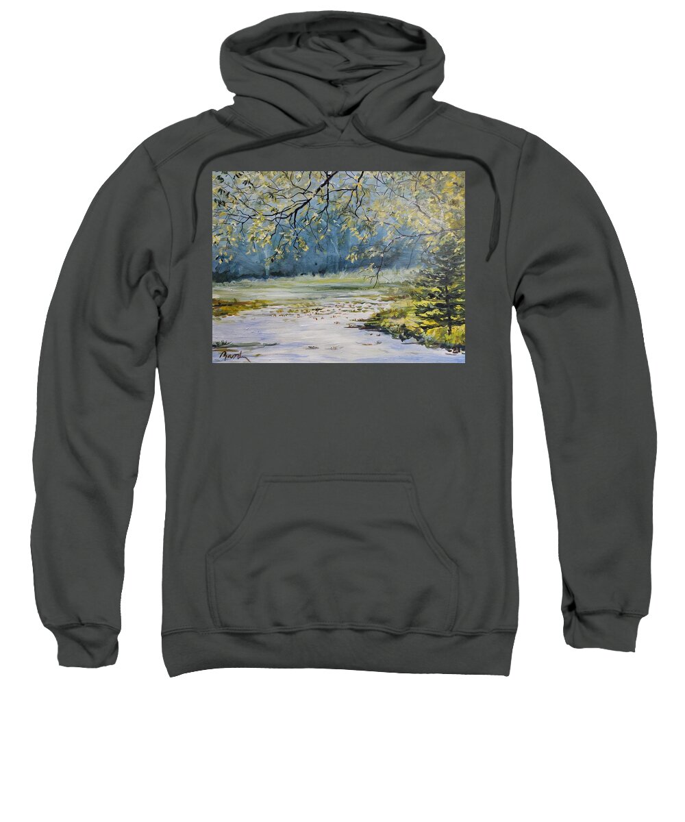 Landscape Sweatshirt featuring the painting Morning Blue by William Brody