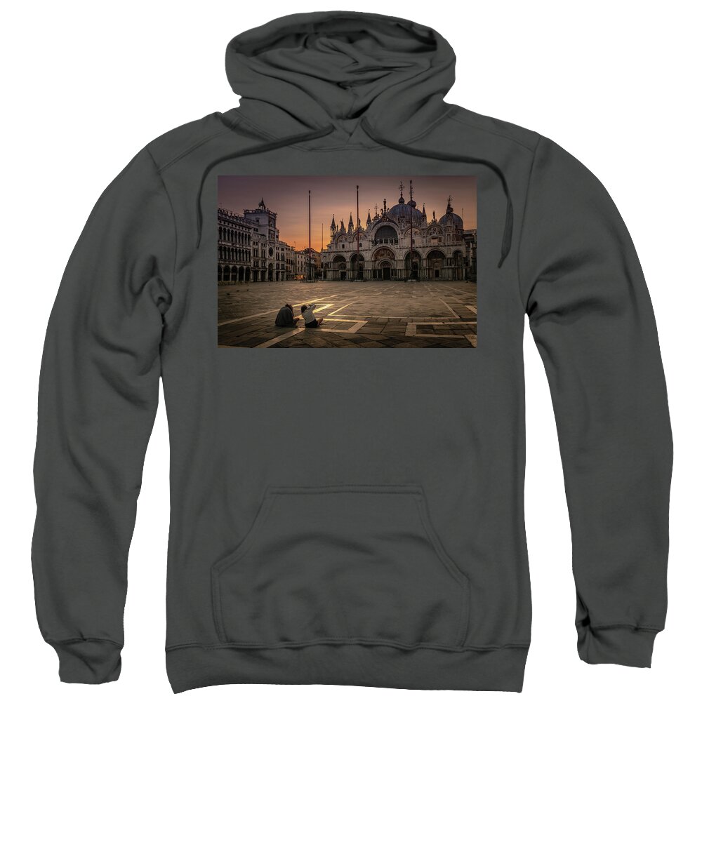 Mark Sweatshirt featuring the photograph Morning In St. Mark's Square by Andrew Matwijec