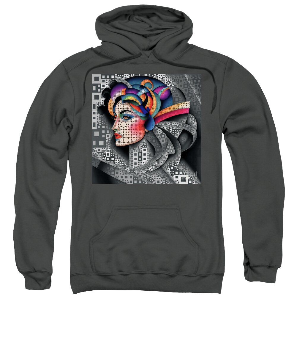 Abstract Sweatshirt featuring the digital art Mosaic Style Abstract Portrait - 01551 by Philip Preston