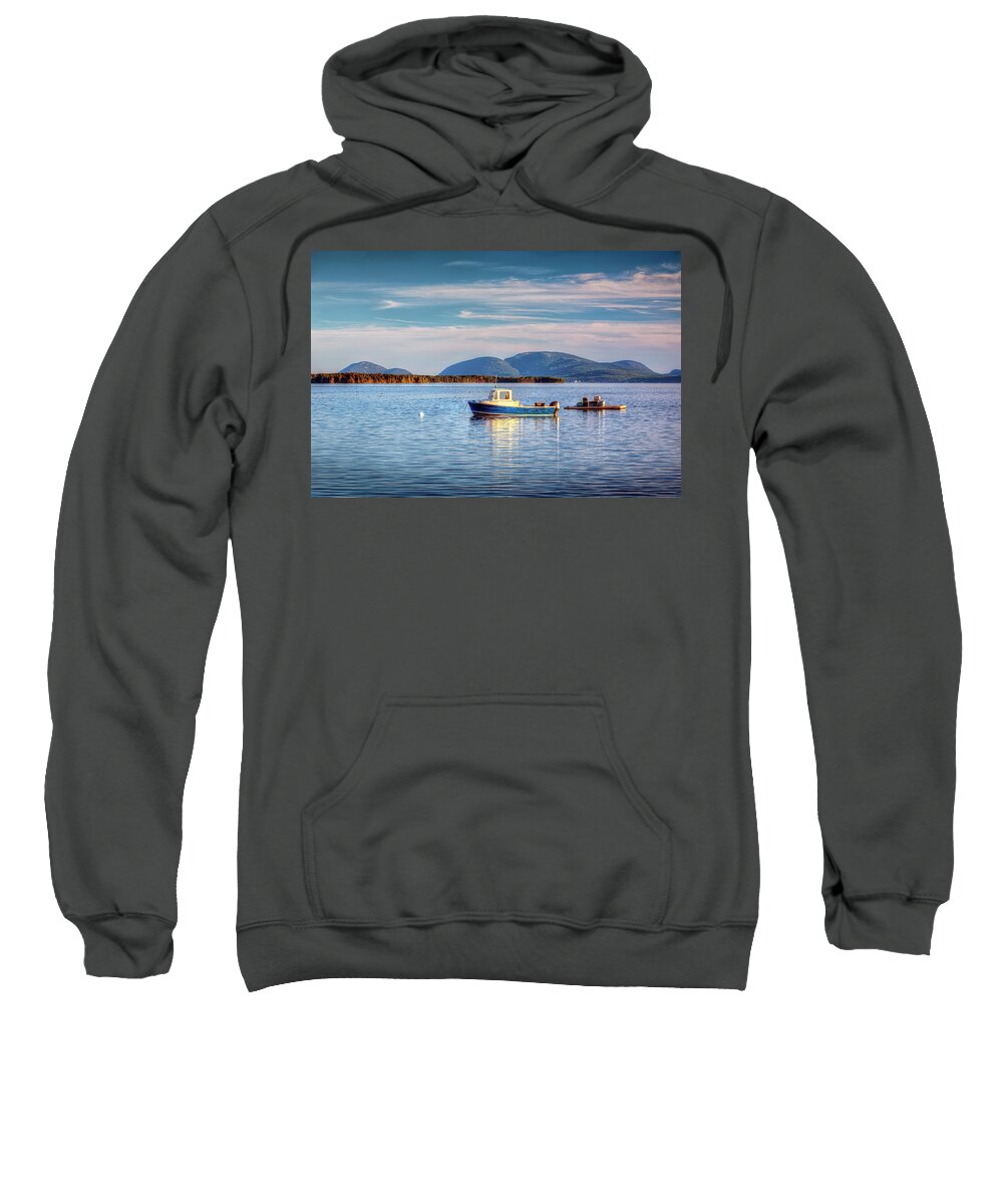 Lobster Boat Sweatshirt featuring the photograph Mount Desert Island a5932 by Greg Hartford