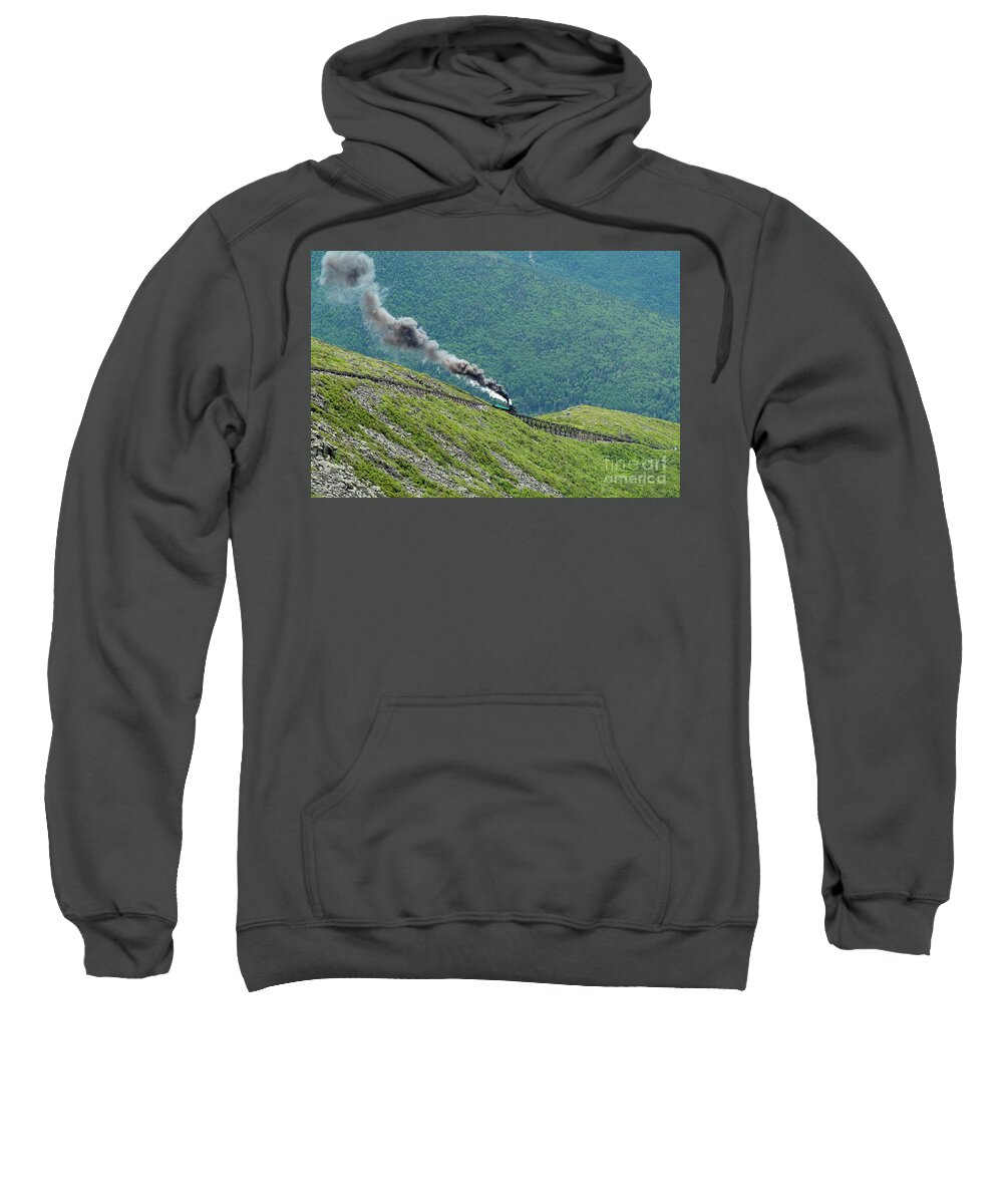 White Mountains Sweatshirt featuring the photograph Mount Washington Cog Railroad - Mount Washington New Hampshire by Erin Paul Donovan