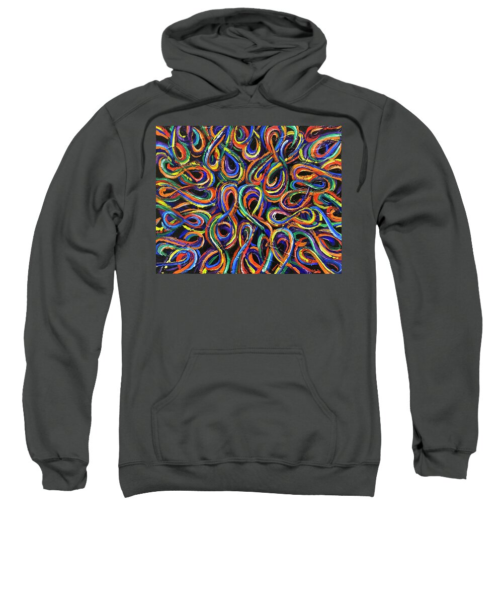 Abstract Sweatshirt featuring the painting Multicolor Figure-Eights Number 3 by Michael Morgan