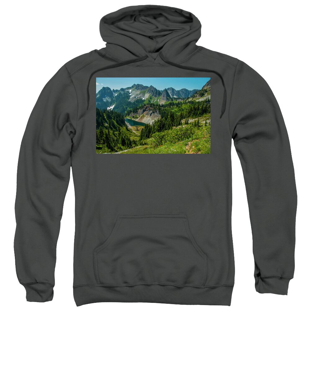 Mount Rainier National Park Sweatshirt featuring the photograph Nestled Beneath the Cliffs by Doug Scrima