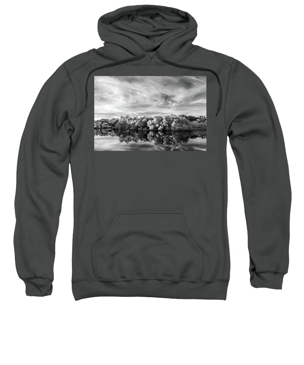 B&w Sweatshirt featuring the photograph New Horseshoe Lake Sky by Mike Schaffner