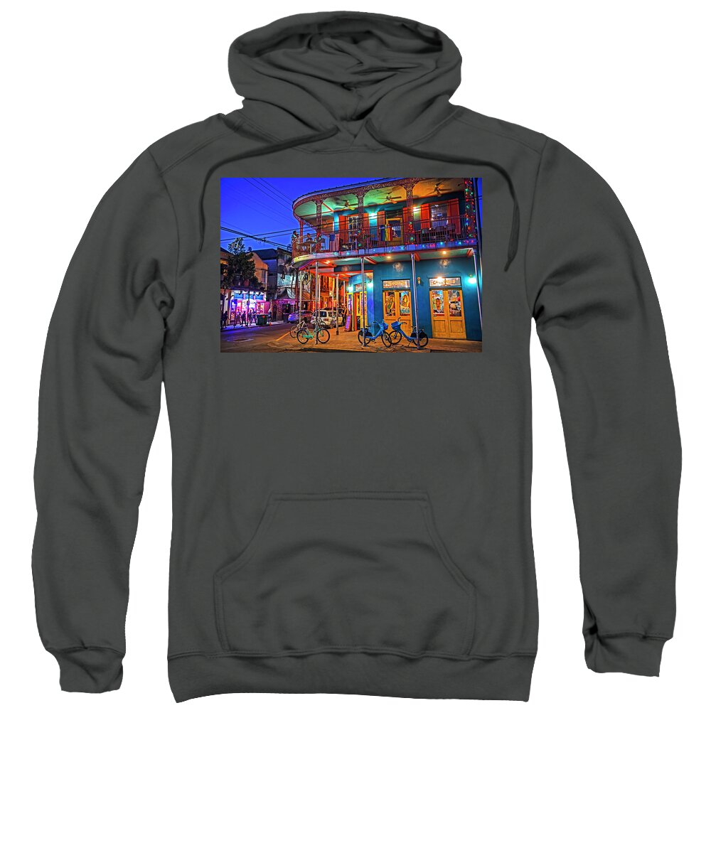 New Sweatshirt featuring the photograph New Orleans Frenchmen Street Balcony New Orleans Louisiana LA by Toby McGuire