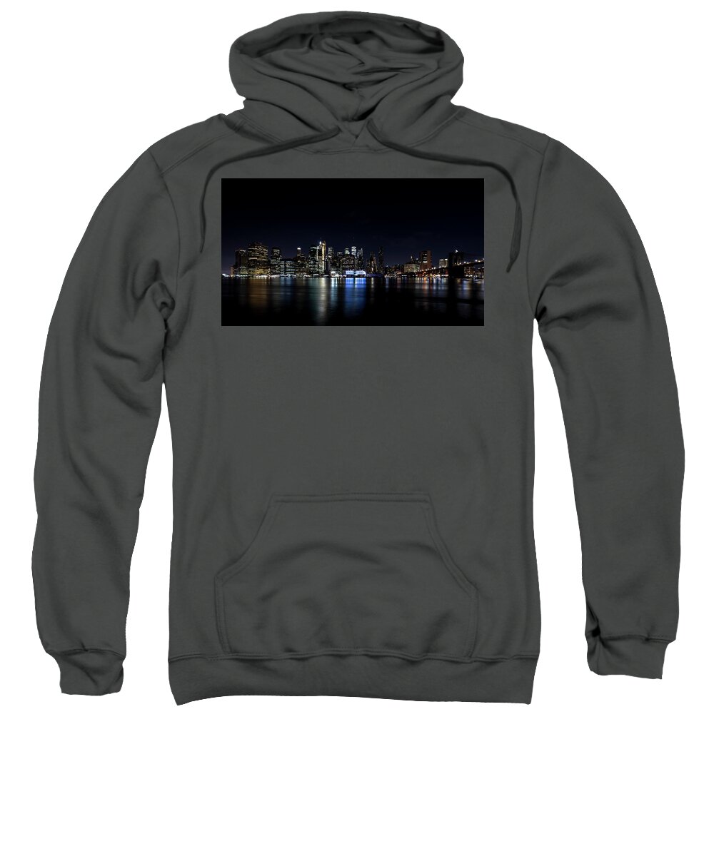 Brooklyn Bridge Sweatshirt featuring the photograph New York Nightscape by Marlo Horne