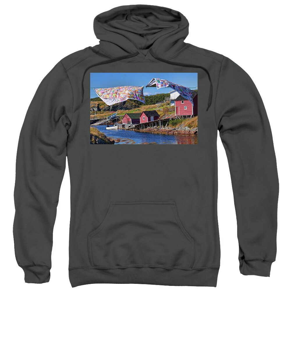 Quilts Sweatshirt featuring the photograph Newfoundland quilts by Tatiana Travelways