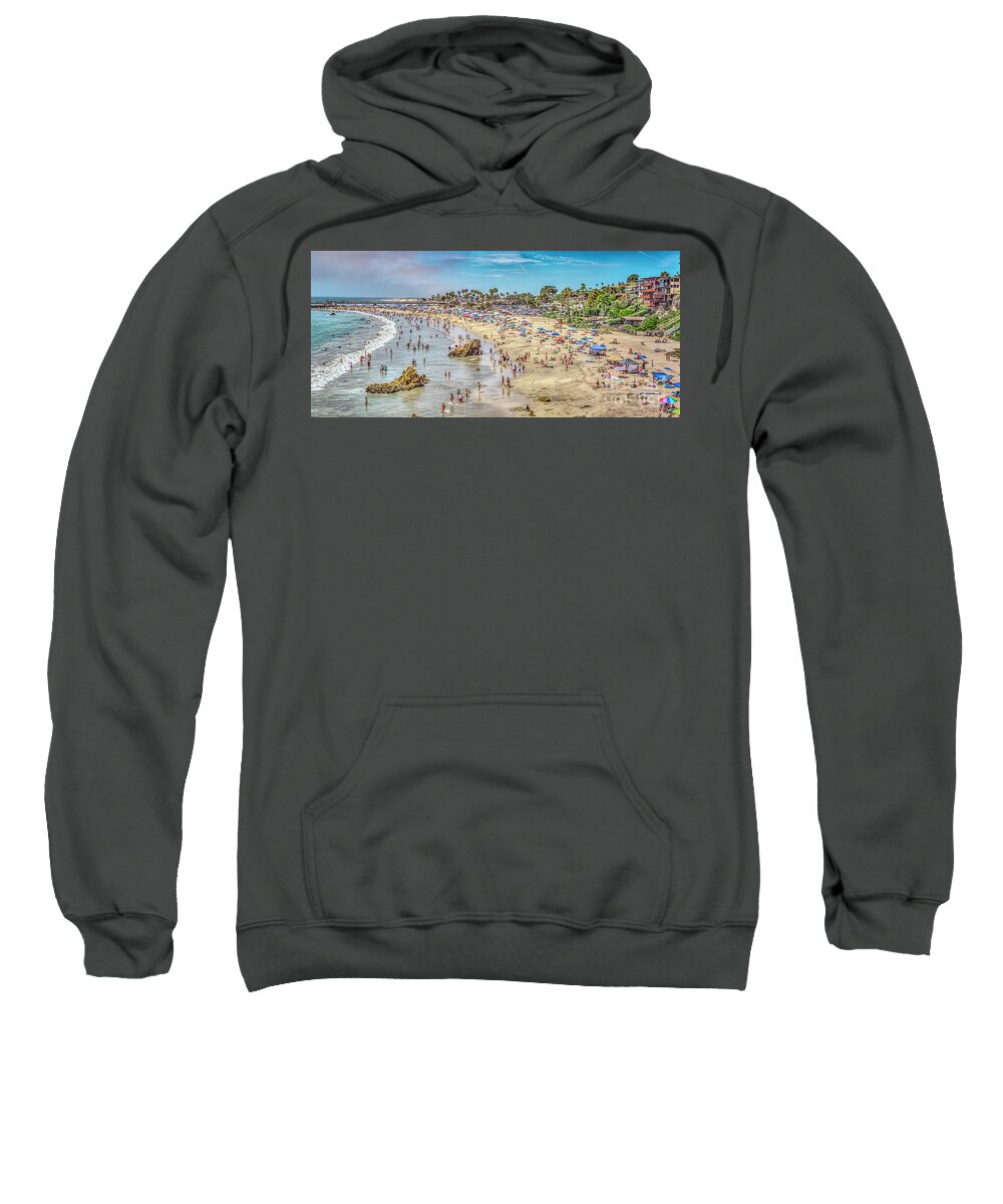 Newport Beach Sweatshirt featuring the photograph Newport Corona Balboa Beach Scene by David Zanzinger