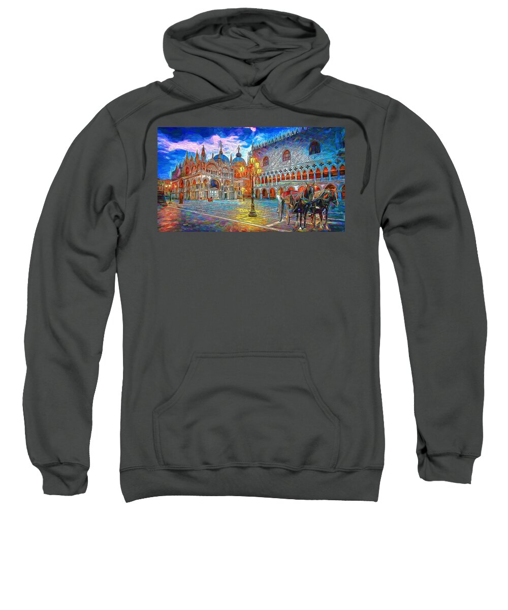 Paint Sweatshirt featuring the painting Night come in old Europe by Nenad Vasic