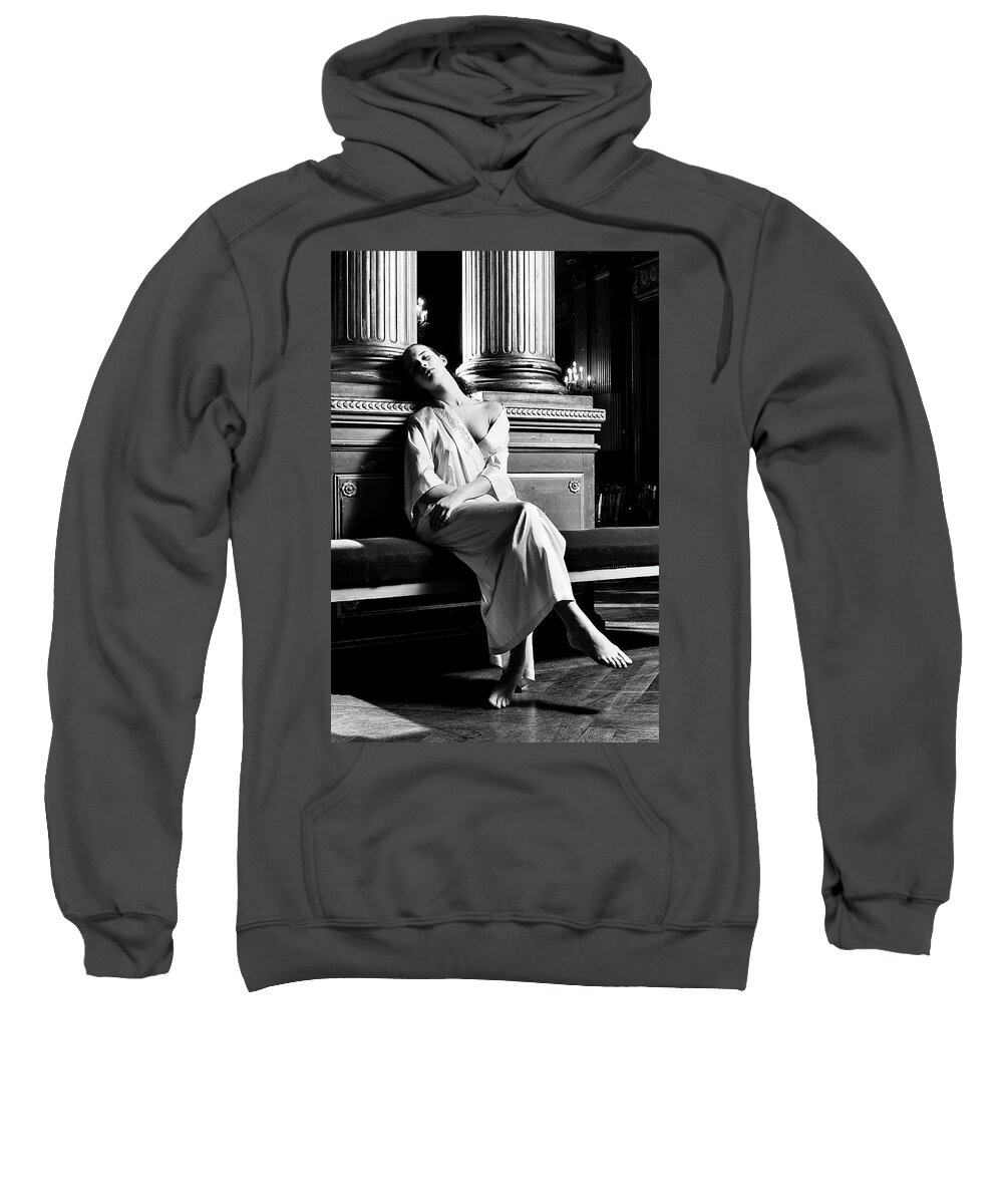 Night Robe Sweatshirt featuring the photograph Night Robe French Vogue 1988 by Steve Ladner