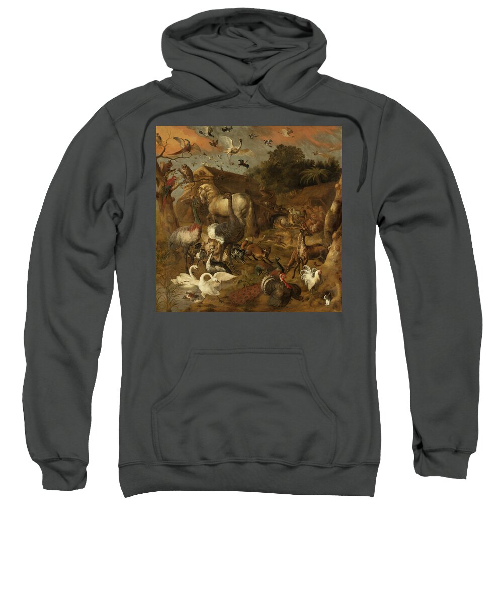 Jan The Elder Griffier Sweatshirt featuring the painting Noah's Ark, 1710 by Jan the Elder Griffier