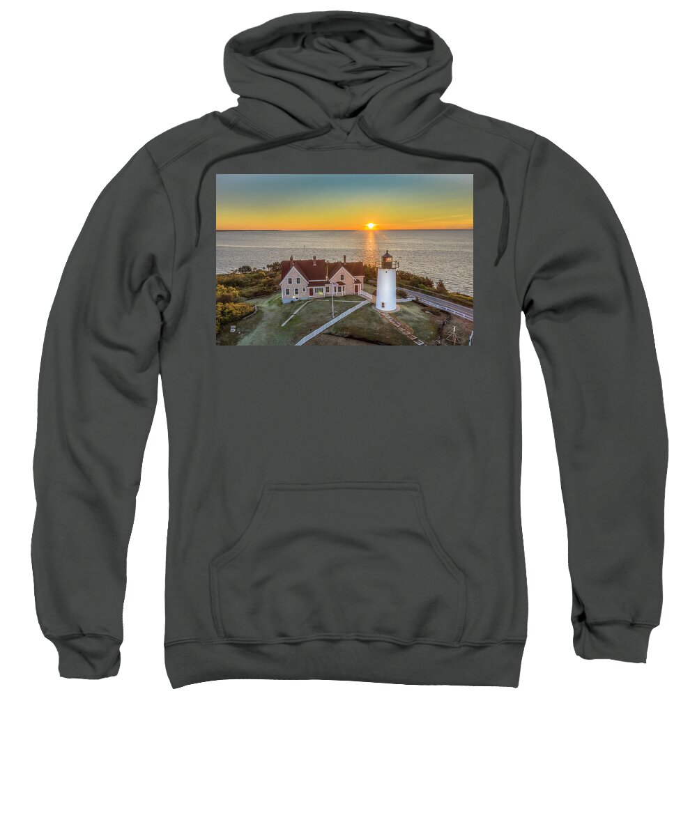 Nobska Sweatshirt featuring the photograph Nobska Sunrise by Veterans Aerial Media LLC